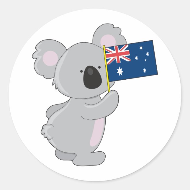 Adesivo Redondo Bandeira Australiana Koala (Frente)