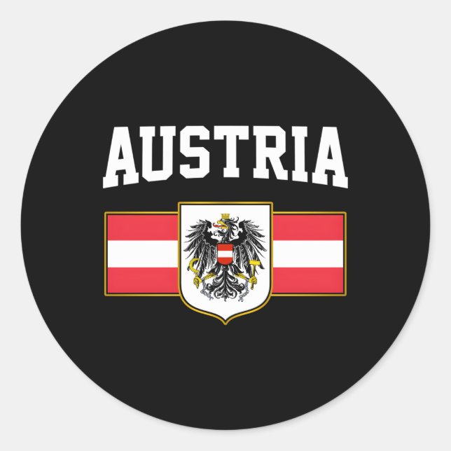 Adesivo Redondo Bandeira Austríaca Áustria Osterreich (Frente)