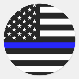 Adesivo Redondo bandeira azul-fina da polícia eua estados unidos a
