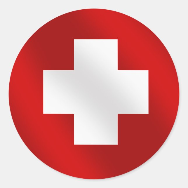 Adesivo Redondo Bandeira básica suíça Suisse presentes para amante (Frente)