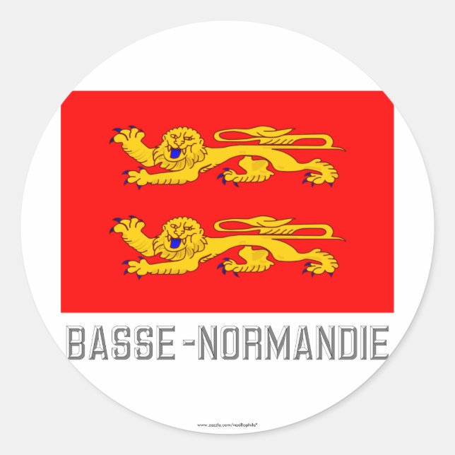 Adesivo Redondo Bandeira Basse-Normandie com nome (Frente)