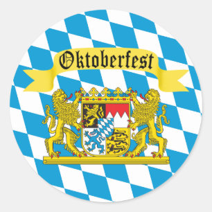 Adesivo Redondo Bandeira bávara colorida Oktoberfest
