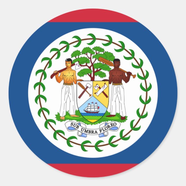 Adesivo Redondo Bandeira Belizena, Bandeira do Belize (Frente)
