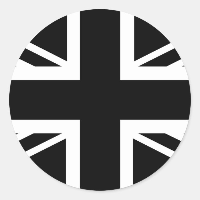 Adesivo Redondo Bandeira BLack & White Classic Union Jack British( (Frente)