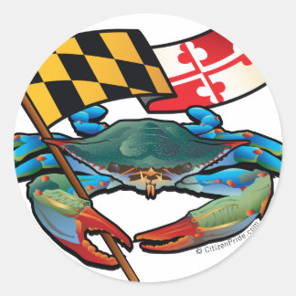 Adesivo Redondo Bandeira Blue Crab Maryland
