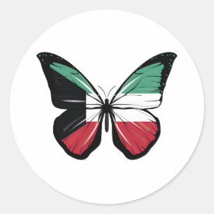 Adesivo Redondo Bandeira Borboleta do Kuwait