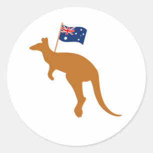 Adesivo Redondo bandeira branca kangaroo australia