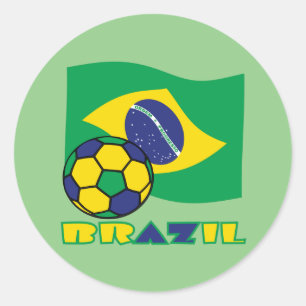 Adesivo Redondo Bandeira Brasileira Bola de Futebol Brasil