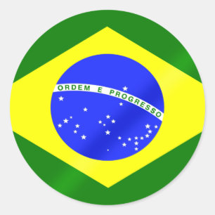 Adesivo Redondo Bandeira brasileira de presentes e de camisetas de