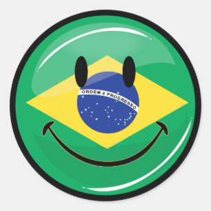 Adesivo Redondo Bandeira brasileira de sorriso
