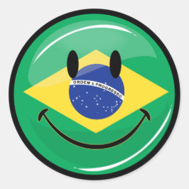Adesivo Redondo Bandeira brasileira sorridente