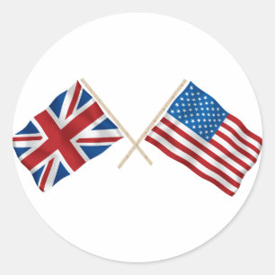 Adesivo Redondo Bandeira Britânica e Americana