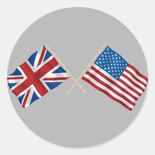 Adesivo Redondo Bandeira Britânica e Americana