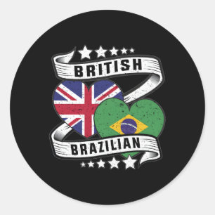 Adesivo Redondo Bandeira britânica Half British Half Brasileira