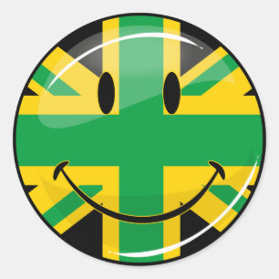 Adesivo Redondo Bandeira Britânica jamaicana sorridente