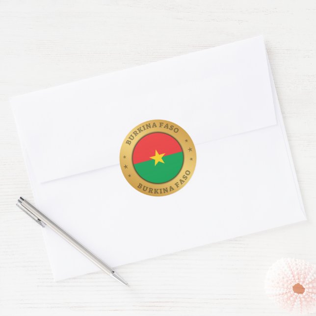 Adesivo Redondo Bandeira Burkina Faso (Envelope)