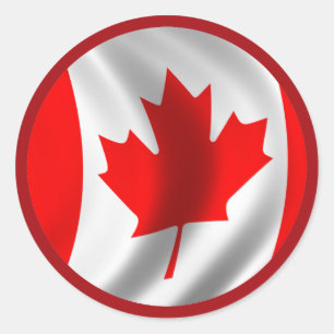 Adesivo Redondo Bandeira Canadense Acenando
