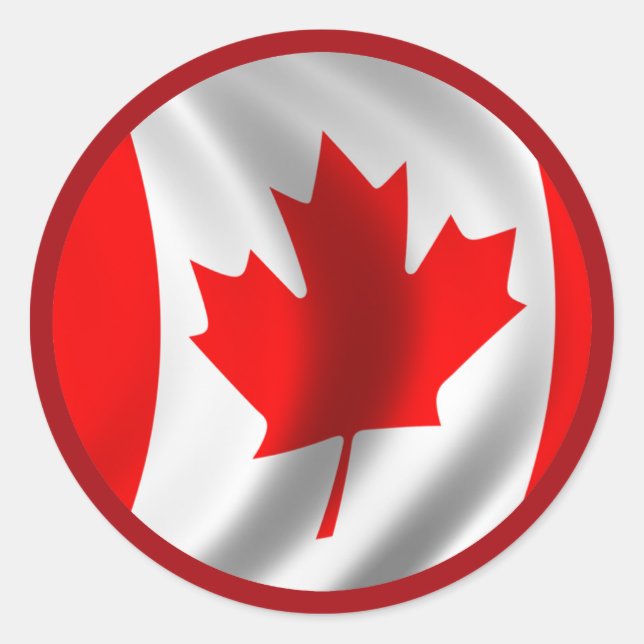 Adesivo Redondo Bandeira Canadense Acenando (Frente)
