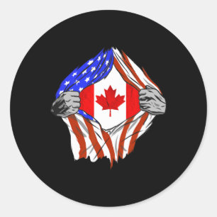 Adesivo Redondo Bandeira Canadense América EUA Peito Raízes Canade