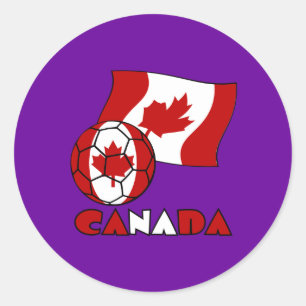Adesivo Redondo Bandeira Canadense com Bola de Futebol