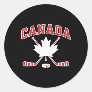 Adesivo Redondo Bandeira Canadense Folha de Bordo Hóquei Dia do Ca