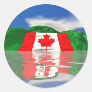 Adesivo Redondo Bandeira Canadense Terra