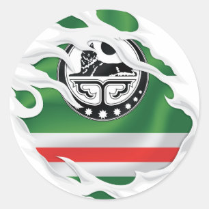 Adesivo Redondo Bandeira chechena riscada