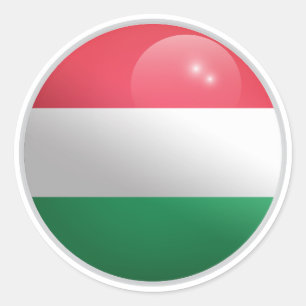 Adesivo Redondo Bandeira Circular Brilhante da Hungria