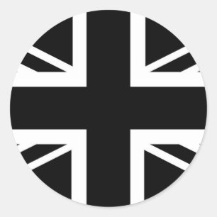 Adesivo Redondo Bandeira clássica preta & branca de Union Jack