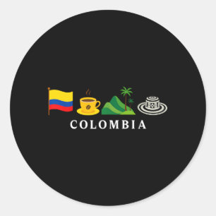 Adesivo Redondo Bandeira Colombiana Da Colômbia Para Homens Mulher