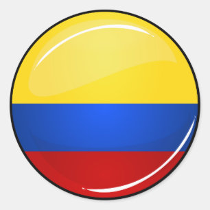 Adesivo Redondo Bandeira Columbian redonda lustrosa