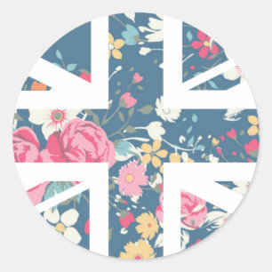 Adesivo Redondo Bandeira cor-de-rosa de Union Jack Ingleses do