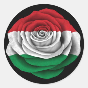 Adesivo Redondo Bandeira cor-de-rosa do Hungarian no preto