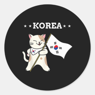 Adesivo Redondo Bandeira Coreana e Coreia do Sul do Gato