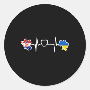 Adesivo Redondo Bandeira Croata Ucraniana - Coração de Ucrânia Cro