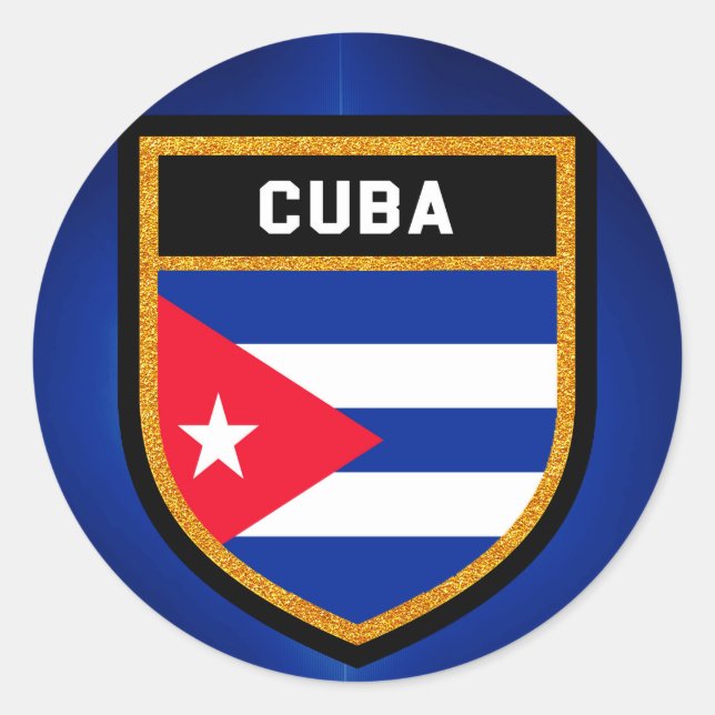Adesivo Redondo Bandeira Cuba (Frente)