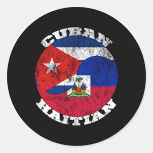 Adesivo Redondo Bandeira cubana haitiana Half Cubana Half Haitian