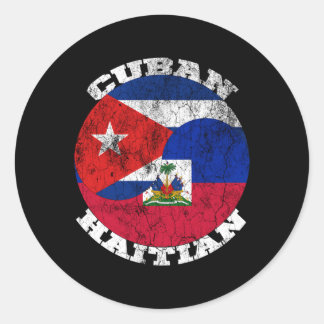 Adesivo Redondo Bandeira cubana haitiana Half Cubana Half Haitian