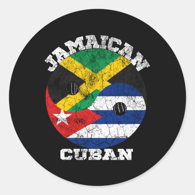 Adesivo Redondo Bandeira cubana jamaicana Cuba Bandeira da Jamaica (Frente)