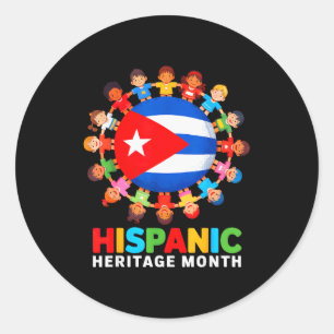 Adesivo Redondo Bandeira Cubana Mês da Herança Hispana Cuba Menino