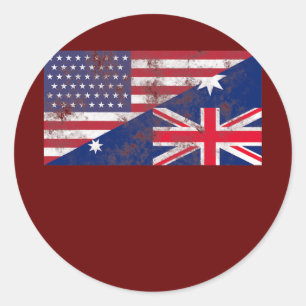 Adesivo Redondo Bandeira da Amizade Austrália e Estados Unidos