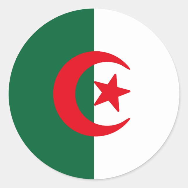 Adesivo Redondo Bandeira da Argélia (Frente)
