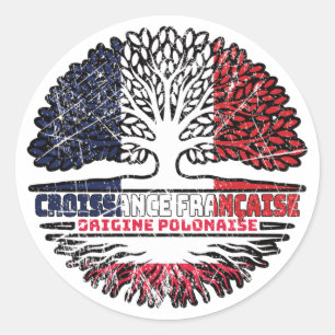 Adesivo Redondo Bandeira da Árvore Francesa Polônia Polonesa