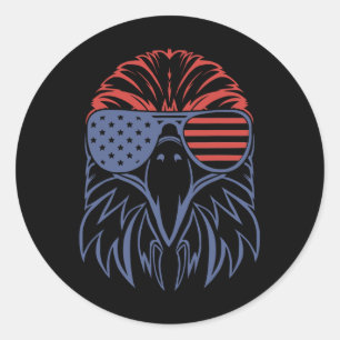Adesivo Redondo Bandeira Da Bald Eagle Usa Shirt 4 De Julho Da Eua