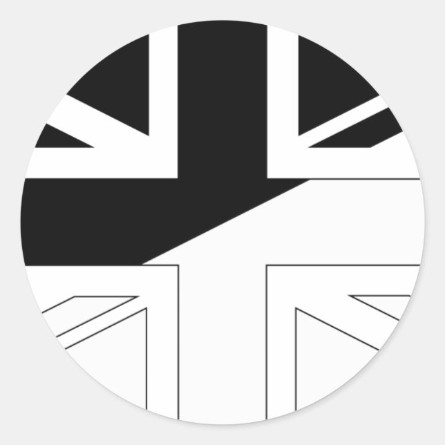 Adesivo Redondo Bandeira da Black and White Union Jack British(UK) (Frente)