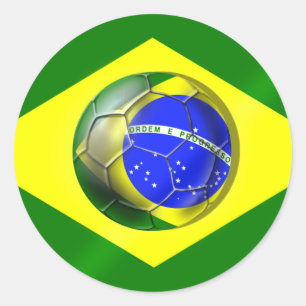 Adesivo Redondo Bandeira da bola de futebol de Brasil Futebol