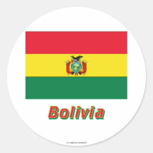 Adesivo Redondo Bandeira da Bolívia com nome