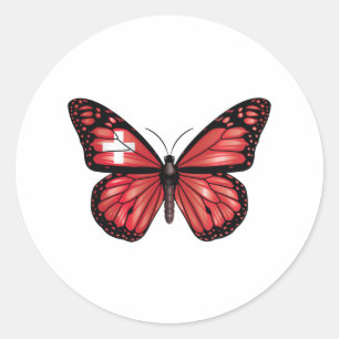 Adesivo Redondo bandeira da borboleta suiça