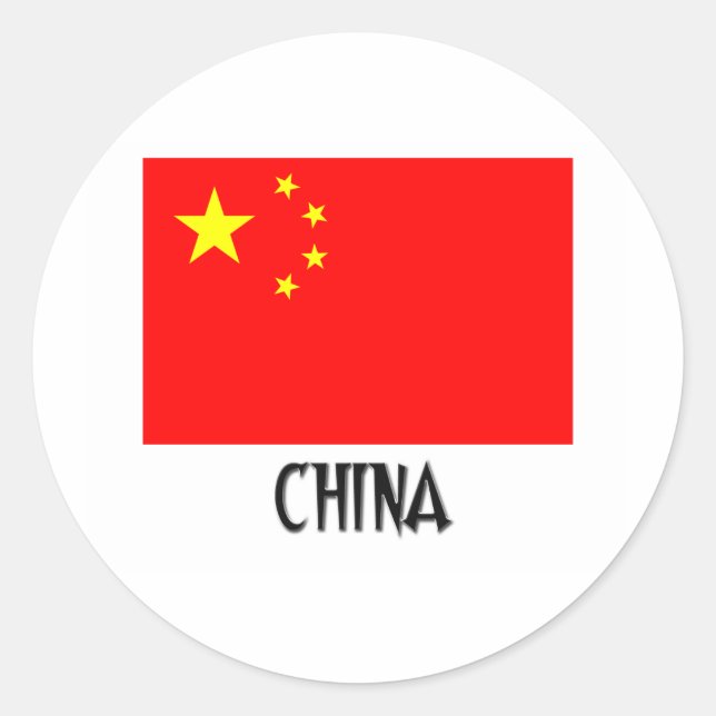 Adesivo Redondo Bandeira da China (Frente)