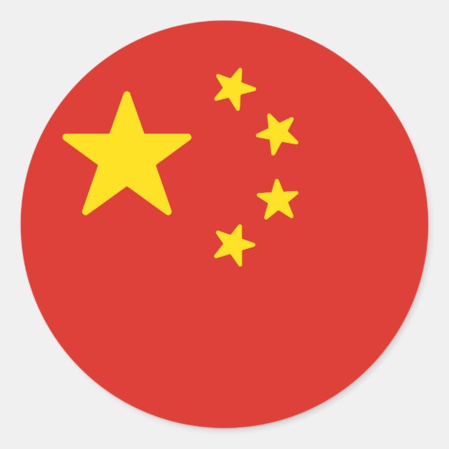 Adesivo Redondo Bandeira da China (Frente)